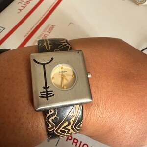 Chico's Vintage Silver Square Face Watch, Tribal Embossed Leather Band